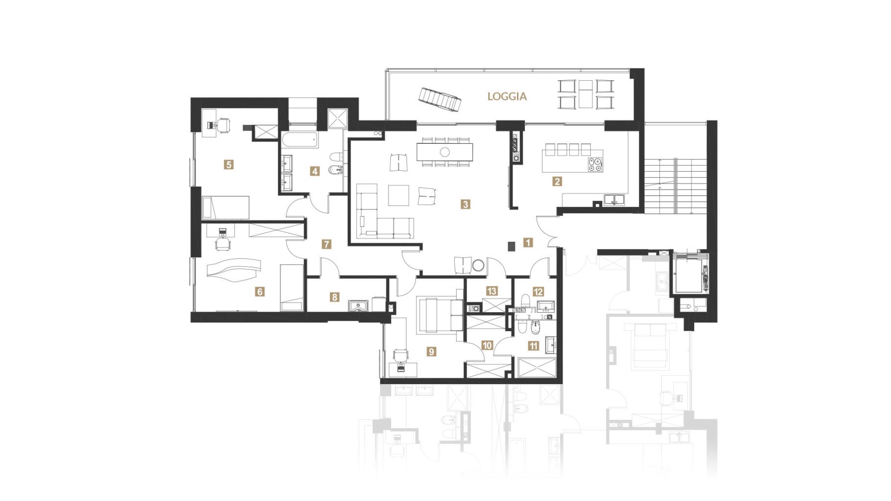Rzut Ostra Residence 2020 Apartament poziom 1 A