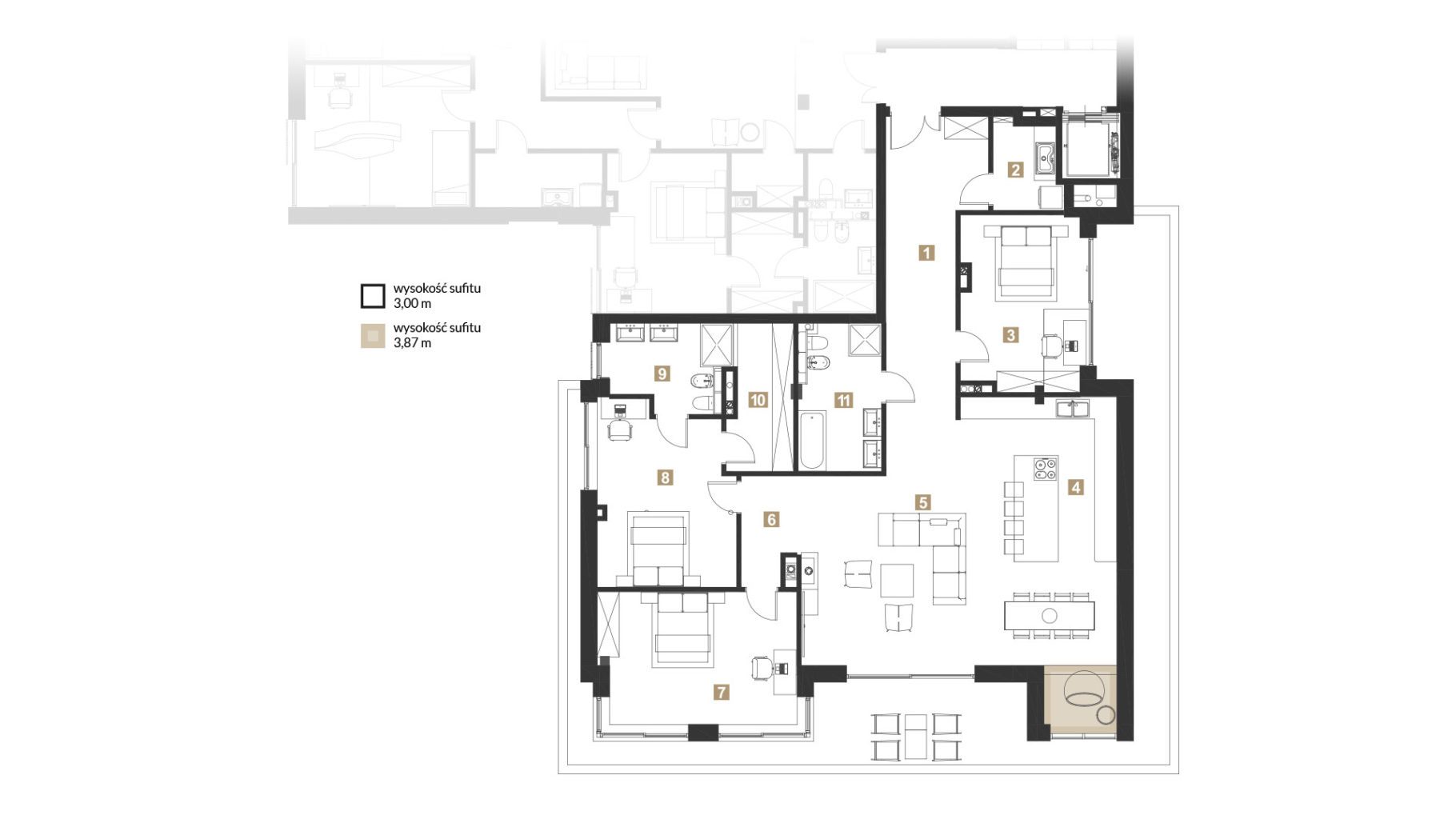 Rzut Ostra Residence 2020 Apartament poziom 1 B